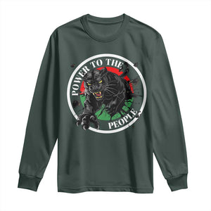 Power To The People Black Panther Party Long Sleeve Shirt Black History Month TS11 Dark Forest Green Print Your Wear