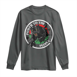 Power To The People Black Panther Party Long Sleeve Shirt Black History Month TS11 Dark Heather Print Your Wear