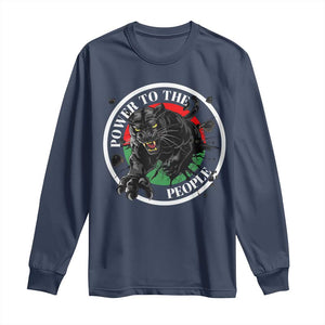 Power To The People Black Panther Party Long Sleeve Shirt Black History Month TS11 Navy Print Your Wear