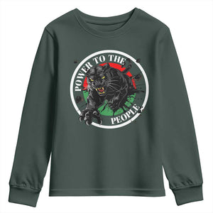 Power To The People Black Panther Party Youth Sweatshirt Black History Month TS11 Dark Forest Green Print Your Wear