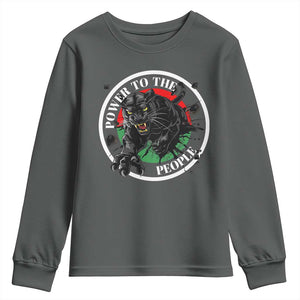 Power To The People Black Panther Party Youth Sweatshirt Black History Month TS11 Dark Heather Print Your Wear