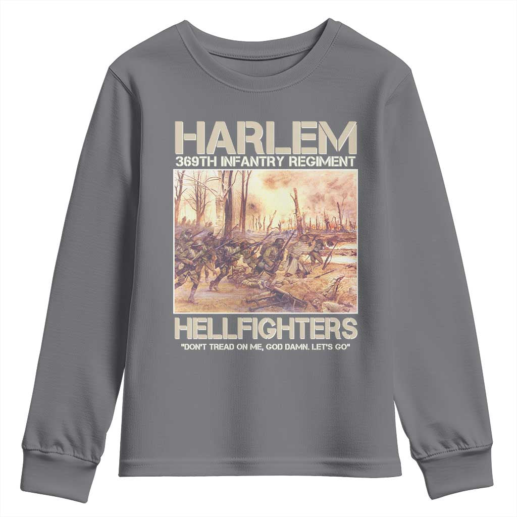 Harlem Hellfighters Youth Sweatshirt 369th Infantry Regiment Don't Tread On Me Let's Go Black History Month TS11 Charcoal Print Your Wear