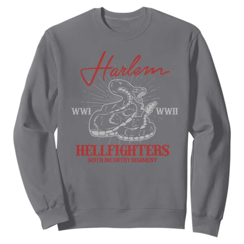 Harlem Hellfighters Sweatshirt 369th Infantry Regiment Black Snake Black History Month TS11 Charcoal Print Your Wear