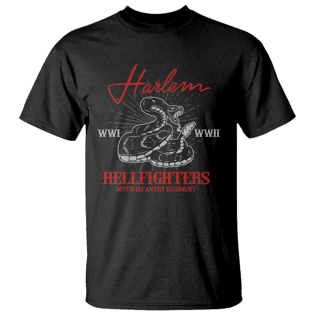 Harlem Hellfighters T Shirt 369th Infantry Regiment Black Snake Black History Month TS11 Black Print Your Wear