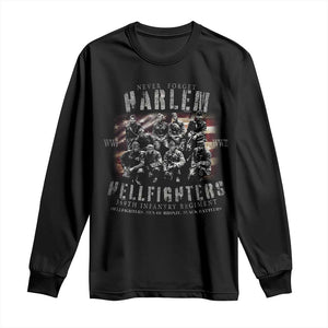 Never Forget Harlem Hellfighters Long Sleeve Shirt Vintage American Flag TS11 Black Print Your Wear