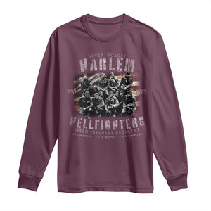 Never Forget Harlem Hellfighters Long Sleeve Shirt Vintage American Flag TS11 Maroon Print Your Wear