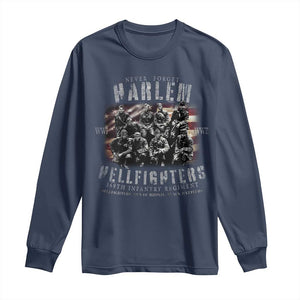 Never Forget Harlem Hellfighters Long Sleeve Shirt Vintage American Flag TS11 Navy Print Your Wear