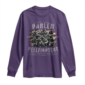 Never Forget Harlem Hellfighters Long Sleeve Shirt Vintage American Flag TS11 Purple Print Your Wear