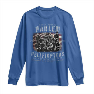 Never Forget Harlem Hellfighters Long Sleeve Shirt Vintage American Flag TS11 Royal Blue Print Your Wear