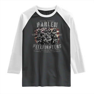 Never Forget Harlem Hellfighters Raglan Shirt Vintage American Flag TS11 Black White Print Your Wear