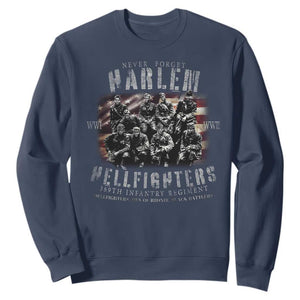 Never Forget Harlem Hellfighters Sweatshirt Vintage American Flag TS11 Navy Print Your Wear