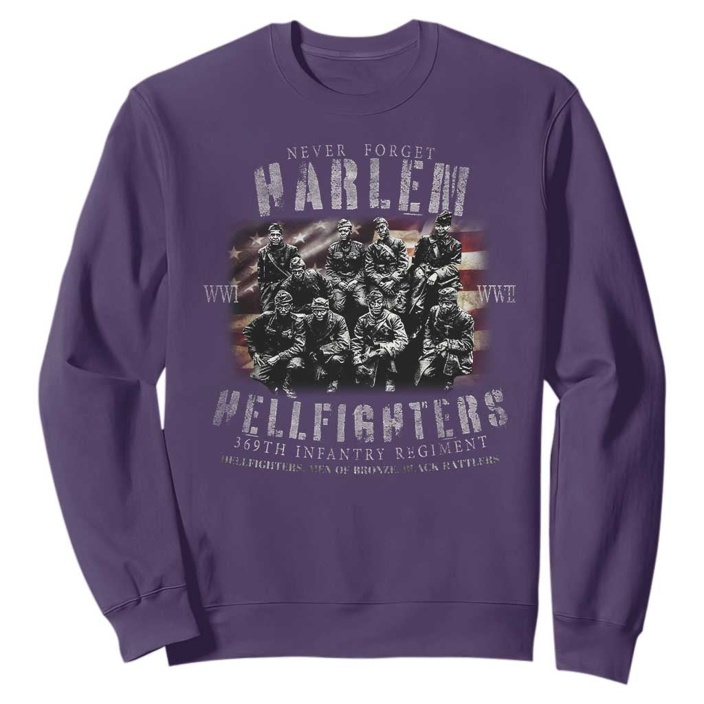 Never Forget Harlem Hellfighters Sweatshirt Vintage American Flag TS11 Purple Print Your Wear