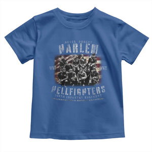 Never Forget Harlem Hellfighters Toddler T Shirt Vintage American Flag TS11 Royal Blue Print Your Wear