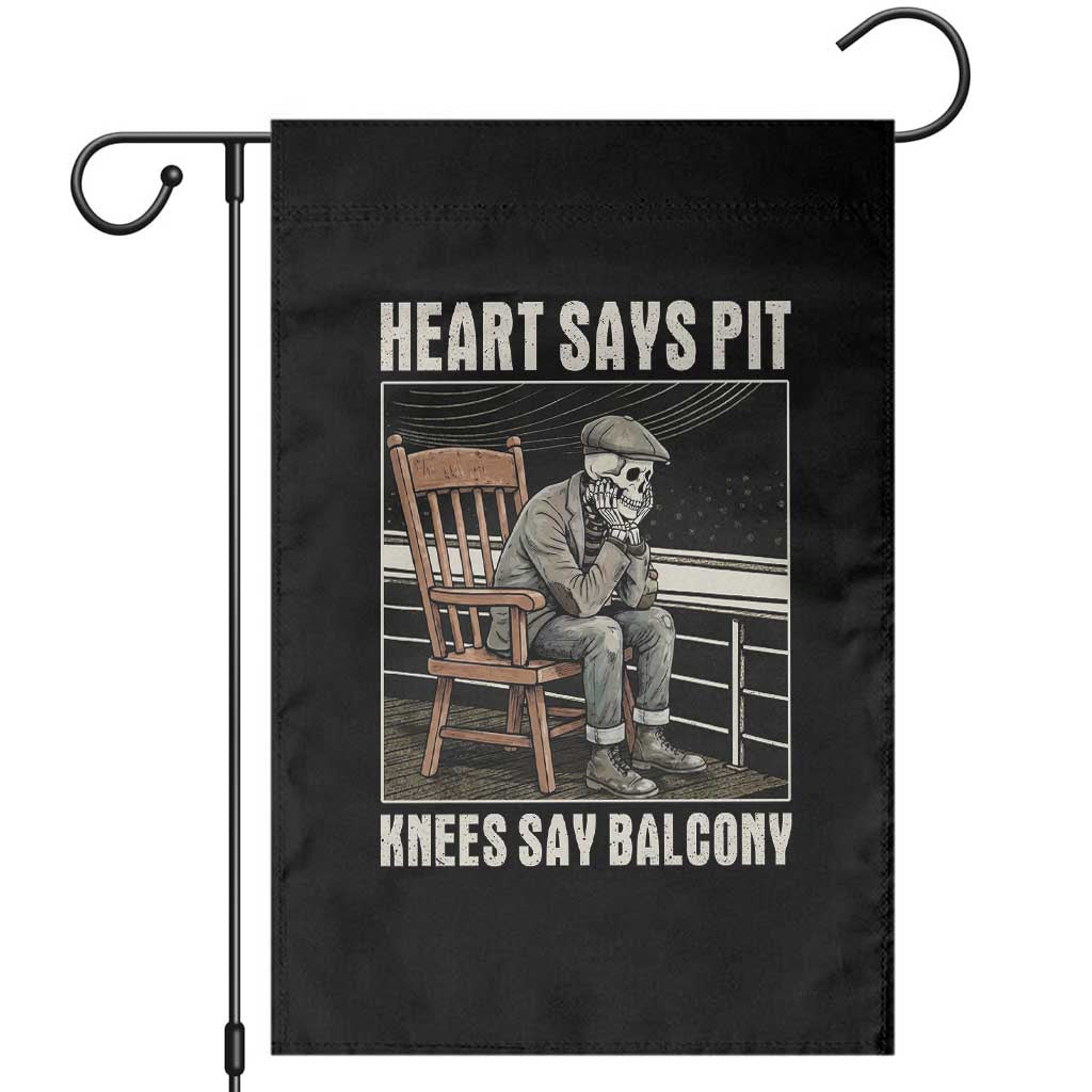 Funny Heart Says Pit Knees Say Balcony Garden Flag Old Skeleton TS11 Black Print Your Wear