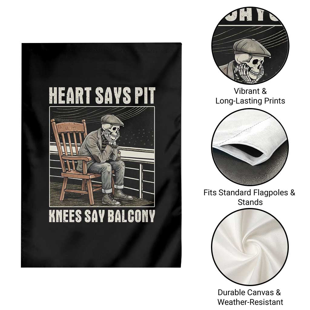 Funny Heart Says Pit Knees Say Balcony Garden Flag Old Skeleton TS11 Print Your Wear