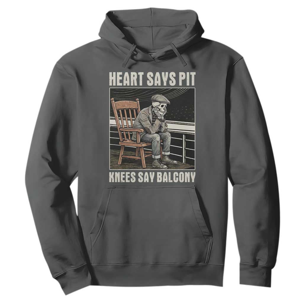 Funny Heart Says Pit Knees Say Balcony Hoodie Old Skeleton TS11 Dark Heather Print Your Wear