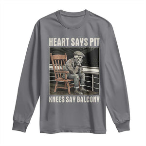 Funny Heart Says Pit Knees Say Balcony Long Sleeve Shirt Old Skeleton TS11 Charcoal Print Your Wear
