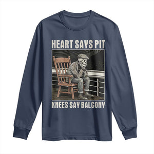 Funny Heart Says Pit Knees Say Balcony Long Sleeve Shirt Old Skeleton TS11 Navy Print Your Wear