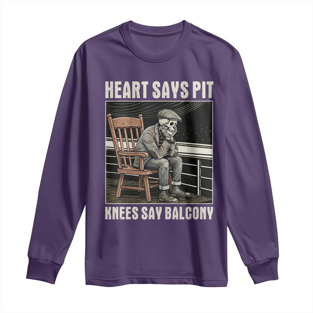 Funny Heart Says Pit Knees Say Balcony Long Sleeve Shirt Old Skeleton TS11 Purple Print Your Wear
