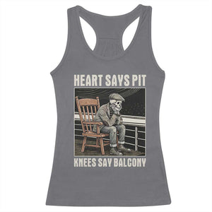Funny Heart Says Pit Knees Say Balcony Racerback Tank Top Old Skeleton TS11 Charcoal Print Your Wear