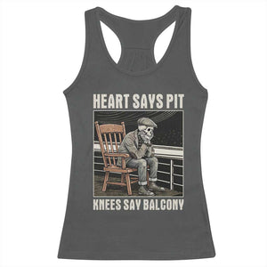 Funny Heart Says Pit Knees Say Balcony Racerback Tank Top Old Skeleton TS11 Dark Heather Print Your Wear