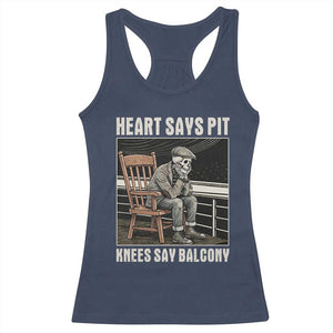 Funny Heart Says Pit Knees Say Balcony Racerback Tank Top Old Skeleton TS11 Navy Print Your Wear