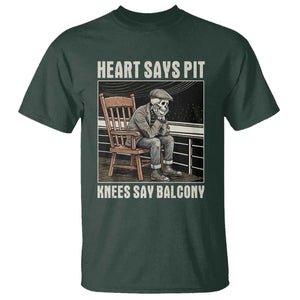 Funny Heart Says Pit Knees Say Balcony T Shirt Old Skeleton TS11 Dark Forest Green Print Your Wear