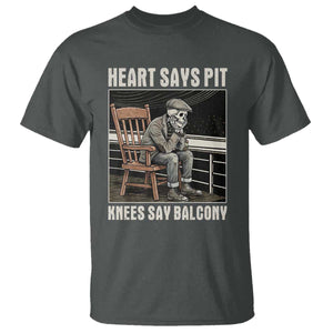 Funny Heart Says Pit Knees Say Balcony T Shirt Old Skeleton TS11 Dark Heather Print Your Wear