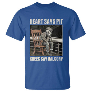 Funny Heart Says Pit Knees Say Balcony T Shirt Old Skeleton TS11 Royal Blue Print Your Wear