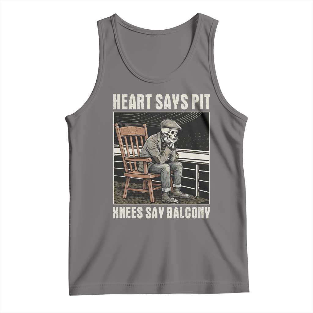 Funny Heart Says Pit Knees Say Balcony Tank Top Old Skeleton TS11 Deep Heather Print Your Wear