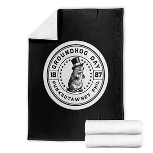 Punxsutawney Phil Groundhog Day Throw Blanket Funny Woodchuck Day 1887 TS11 Black Print Your Wear