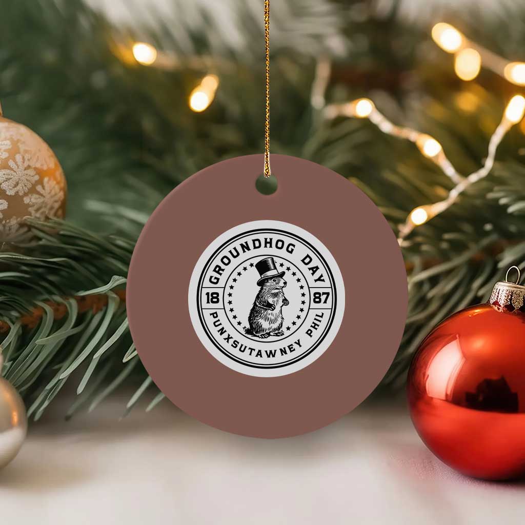 Punxsutawney Phil Groundhog Day Ceramic Ornament Funny Woodchuck Day 1887 TS11 1pc Mocha Print Your Wear