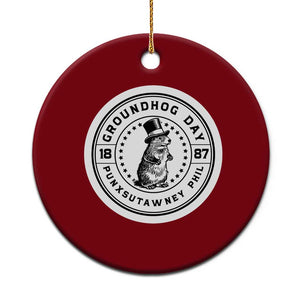Punxsutawney Phil Groundhog Day Ceramic Ornament Funny Woodchuck Day 1887 TS11 1pc Red Print Your Wear