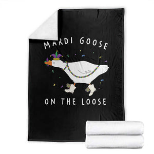 Mardi Goose On The Loose Throw Blanket Funny Mardi Gras Carnival Parade TS11 Black Print Your Wear