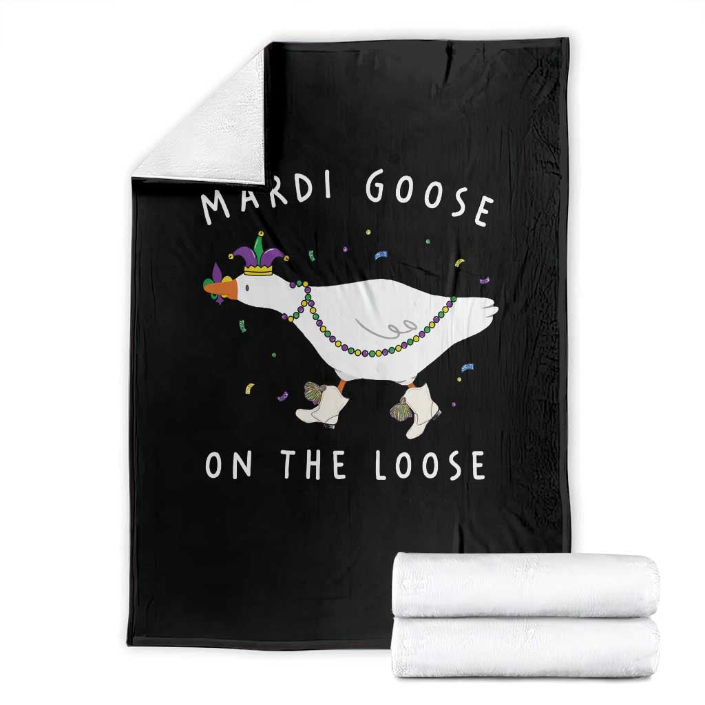 Mardi Goose On The Loose Throw Blanket Funny Mardi Gras Carnival Parade TS11 Black Print Your Wear
