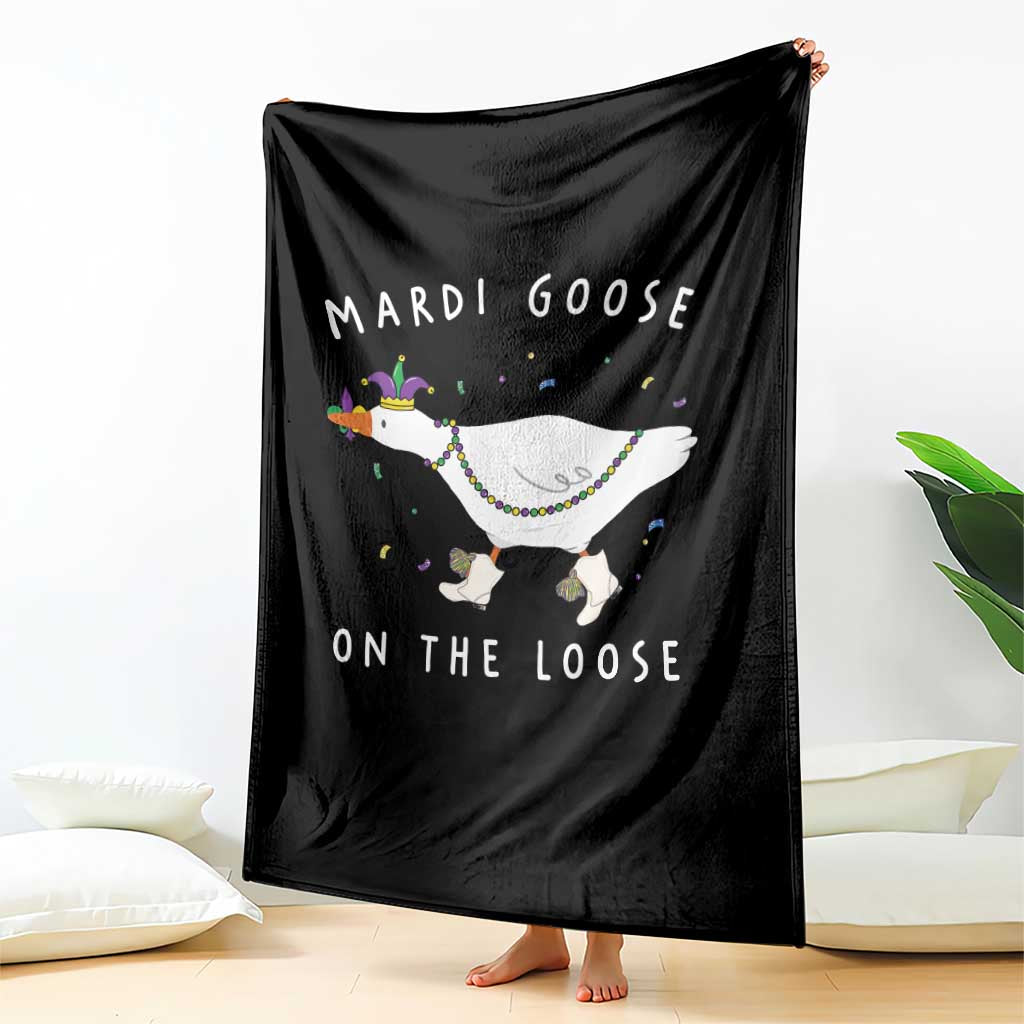 Mardi Goose On The Loose Throw Blanket Funny Mardi Gras Carnival Parade TS11 Print Your Wear