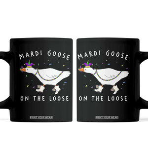 Mardi Goose On The Loose Coffee Mug Funny Mardi Gras Carnival Parade TS11 Black Print Your Wear