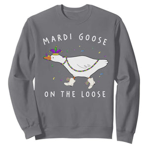Mardi Goose On The Loose Sweatshirt Funny Mardi Gras Carnival Parade TS11 Charcoal Print Your Wear