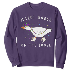 Mardi Goose On The Loose Sweatshirt Funny Mardi Gras Carnival Parade TS11 Purple Print Your Wear