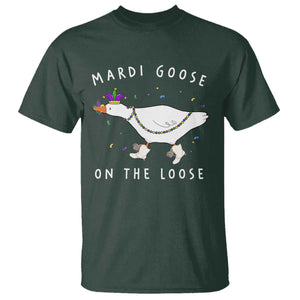 Mardi Goose On The Loose T Shirt Funny Mardi Gras Carnival Parade TS11 Dark Forest Green Print Your Wear