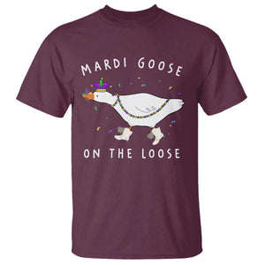 Mardi Goose On The Loose T Shirt Funny Mardi Gras Carnival Parade TS11 Maroon Print Your Wear