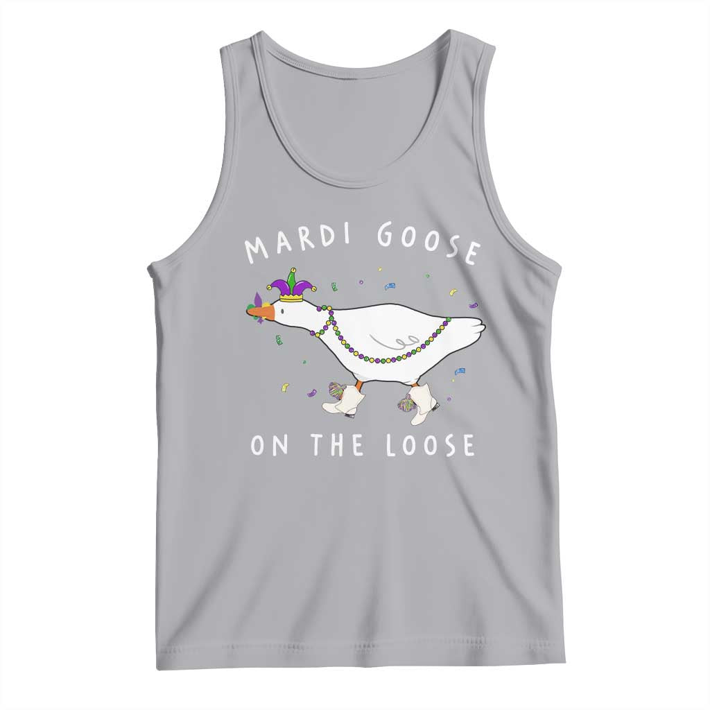 Mardi Goose On The Loose Tank Top Funny Mardi Gras Carnival Parade TS11 Athletic Heather Print Your Wear