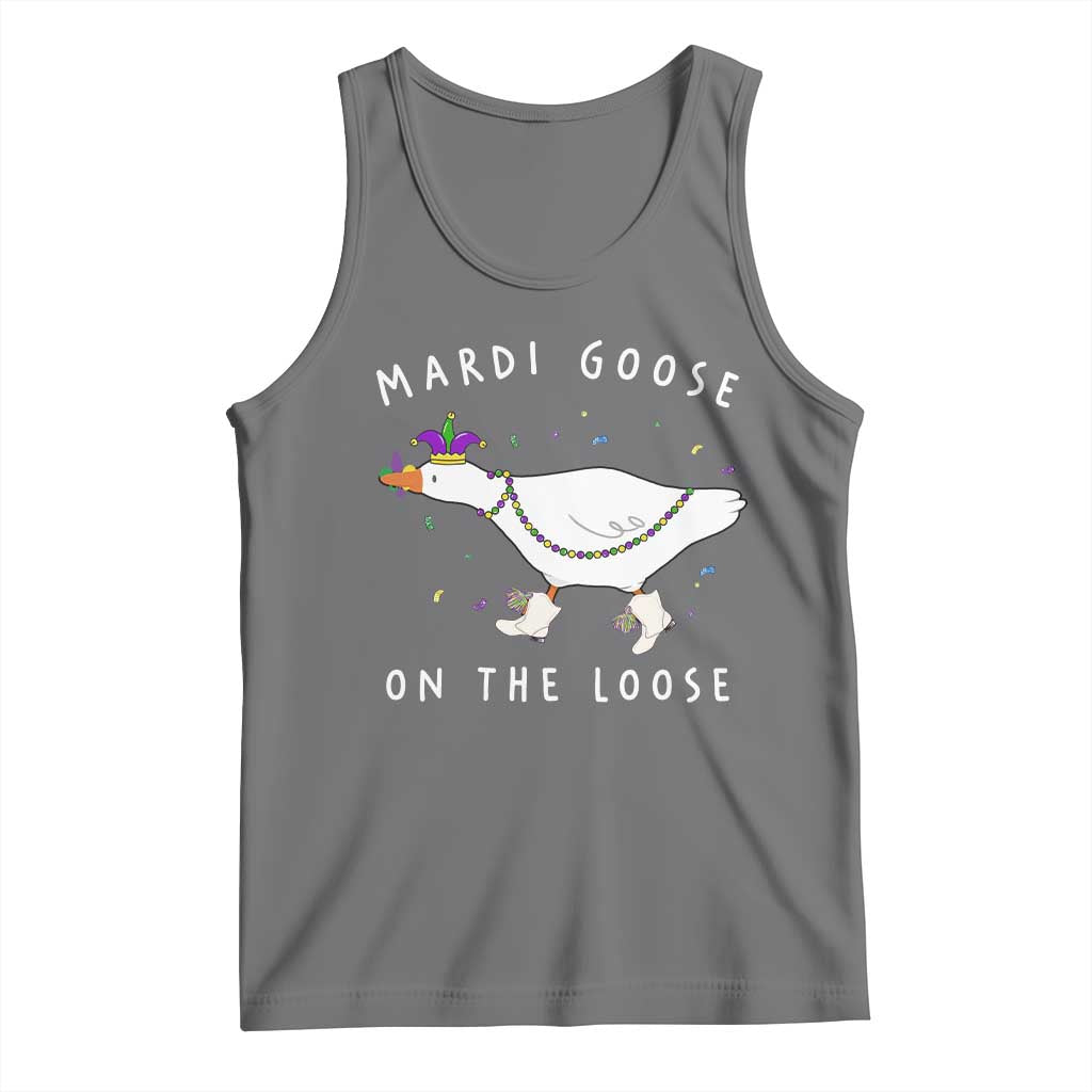 Mardi Goose On The Loose Tank Top Funny Mardi Gras Carnival Parade TS11 Black Heather Print Your Wear
