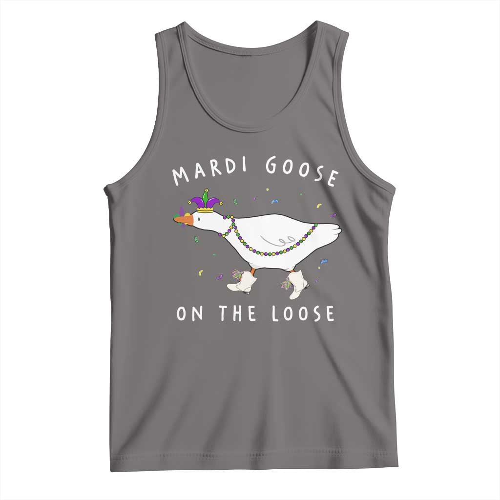 Mardi Goose On The Loose Tank Top Funny Mardi Gras Carnival Parade TS11 Deep Heather Print Your Wear