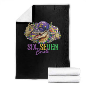 Funny Mardi Gras Six Seven Bruh Throw Blanket 67 Meme Mardigator Alligator TS11 Black Print Your Wear