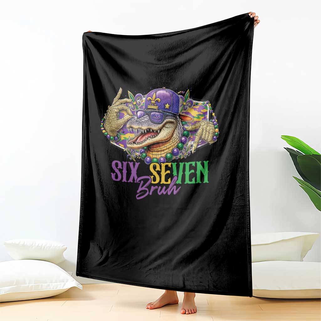 Funny Mardi Gras Six Seven Bruh Throw Blanket 67 Meme Mardigator Alligator TS11 Print Your Wear
