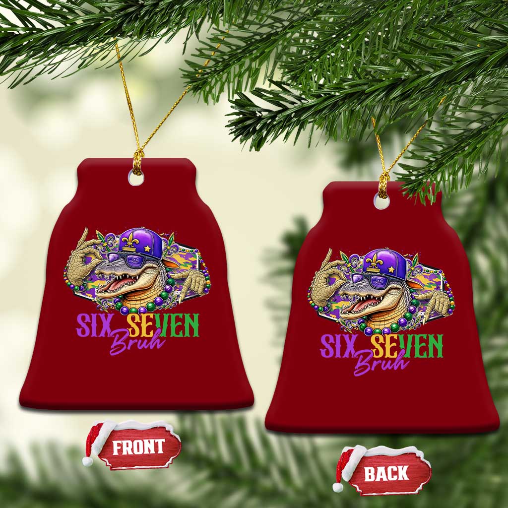 Funny Mardi Gras Six Seven Bruh Ceramic Ornament 67 Meme Mardigator Alligator TS11 Print Your Wear
