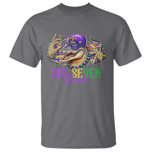 Funny Mardi Gras Six Seven Bruh T Shirt 67 Meme Mardigator Alligator TS11 Charcoal Print Your Wear