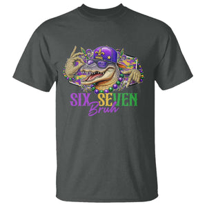 Funny Mardi Gras Six Seven Bruh T Shirt 67 Meme Mardigator Alligator TS11 Dark Heather Print Your Wear