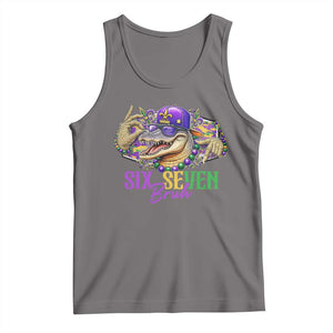 Funny Mardi Gras Six Seven Bruh Tank Top 67 Meme Mardigator Alligator TS11 Deep Heather Print Your Wear